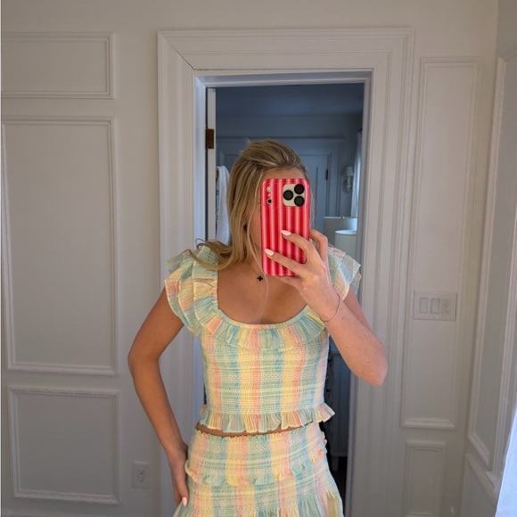 LoveShackFancy Tops - LoveShackFancy Multicolor Smocked Top